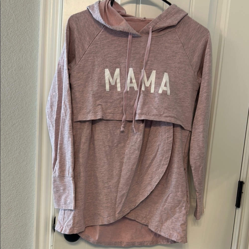 Latched Mama Pink Sweatshirt with Layered Nursing Design